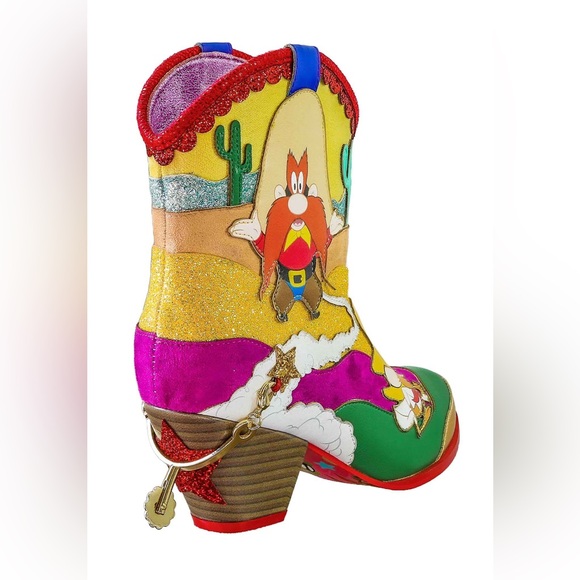 IRREGULAR CHOICE X LOONEY TUNES BEEP! BEEP! COWBOY BOOTS Size 9 NEW IN BOX - Picture 3 of 9